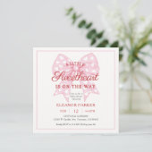 Roze Strik ZSweetheart Baby Shower Vierkant Kaart (Staand voorkant)