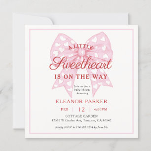 Roze Strik ZSweetheart Baby Shower Vierkant Kaart