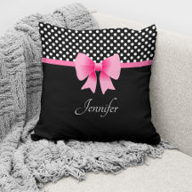 Roze Strik Zwarte & Witte Stippenpatroon Naam