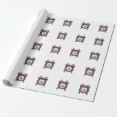 Roze Strikbal Voetbal Vintage Cadeaupapier (Uitgerold)
