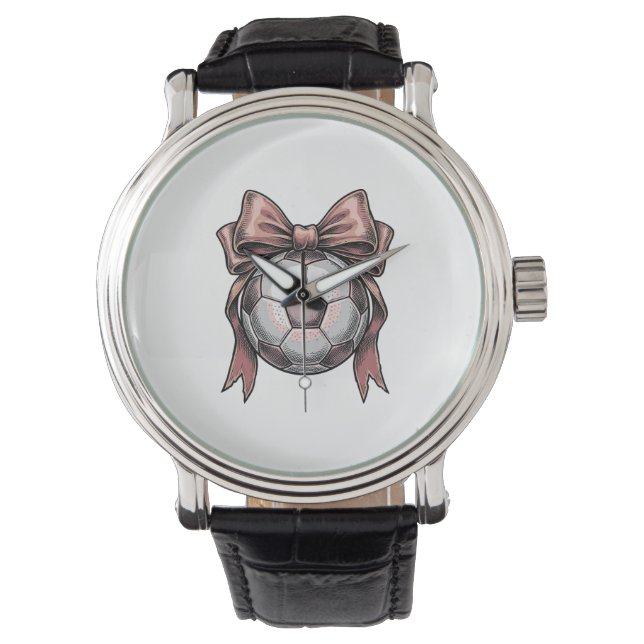 Roze Strikbal Voetbal Vintage Horloge (Voorkant)