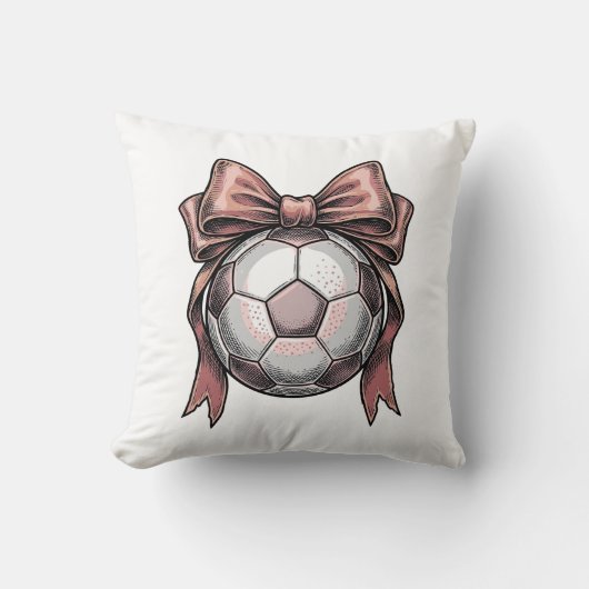 Roze Strikbal Voetbal Vintage Kussen (Voorkant)