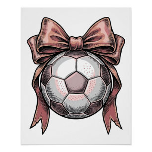 Roze Strikbal Voetbal Vintage Perfect Poster