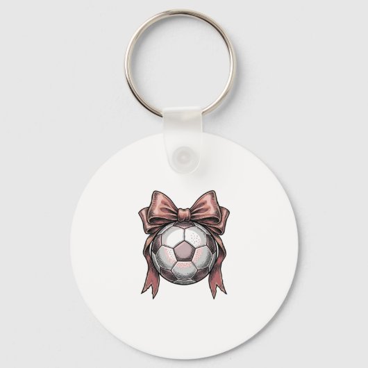 Roze Strikbal Voetbal Vintage Sleutelhanger (Voorkant)