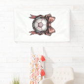 Roze Strikbal Voetbal Vintage Spandoek (Insitu)