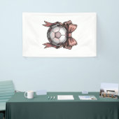 Roze Strikbal Voetbal Vintage Spandoek (Beurs)