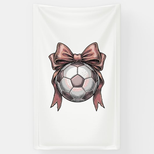 Roze Strikbal Voetbal Vintage Spandoek (Verticaal)