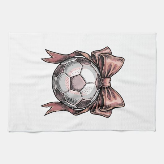 Roze Strikbal Voetbal Vintage Theedoek (Horizontaal)
