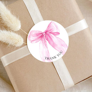 Roze Strikband Baby Shower Bedankt Ronde Sticker