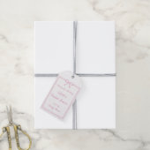 Roze strikborder handgetekende bruiloft cadeaulabel (Met Touw)