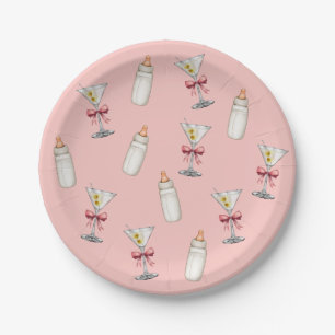 Roze Strikd drankjes Babyflessen Baby Shower Papieren Bordje