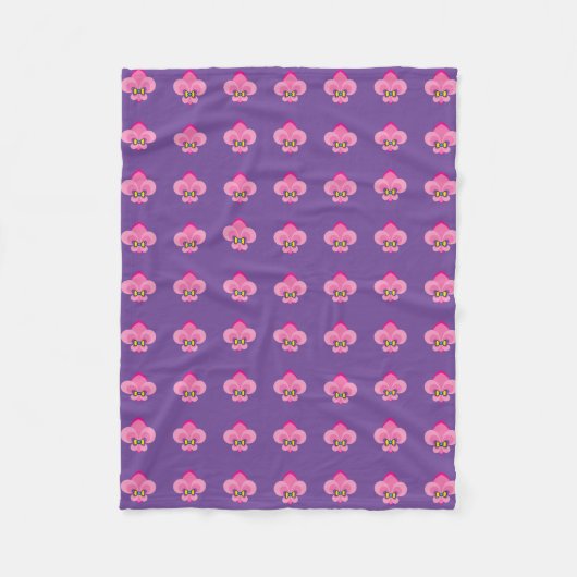 Roze Strikdas Fleur De Lis Patroon Fleece Deken (Voorkant)