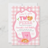 Roze strikdas GinghamLiefde voor jou TWEE pizza ve Kaart (Voorkant)