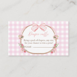 Roze strikdas luierspel, konijn baby shower informatiekaartje