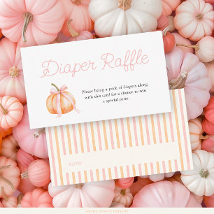 Roze Strikdas Pompoen Luier Raffle Baby Shower Informatiekaartje