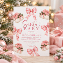 Roze Strikdas Santa Hoed Baby Shower Uitnodiging