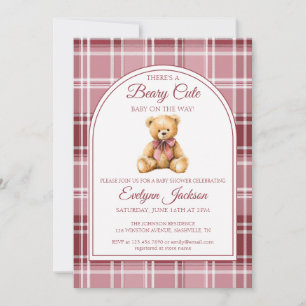 Roze Strikdas Teddybeer Schotse Ruit Meisje Baby S Kaart