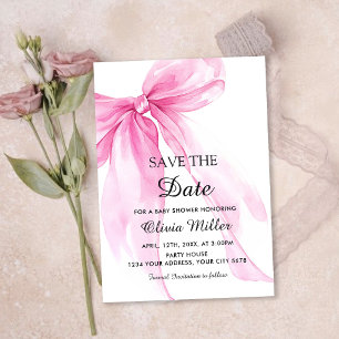 Roze Striked lint Baby Shower Save the Date Kaart