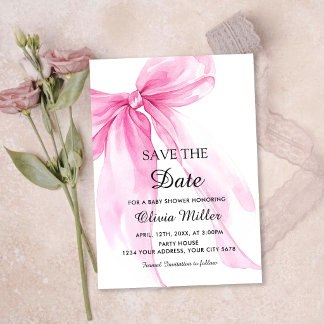 Roze Striked lint Baby Shower Save the Date Kaart
