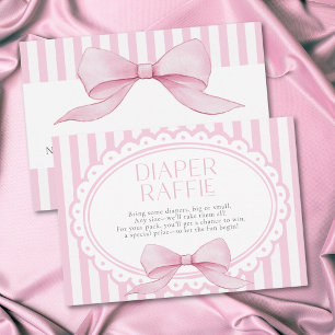 Roze Strikelint Coquette Babyfeest Luiers Informatiekaartje