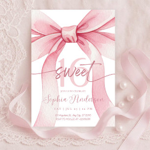Roze Strikende Boog Sweet 16 Uitnodiging