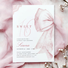 Roze Strikende Boog Sweet 16 Verjaardag Kaart