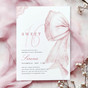 Roze Strikende Boog Sweet 16 Verjaardag Kaart
