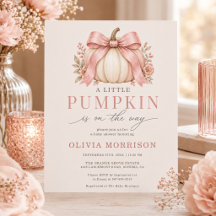 Roze Strikende Kleine Pompoen Op Weg Baby Shower