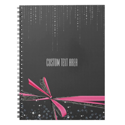 Roze Strikende Lint & Glitter Journal Notitieboek (Voorkant)
