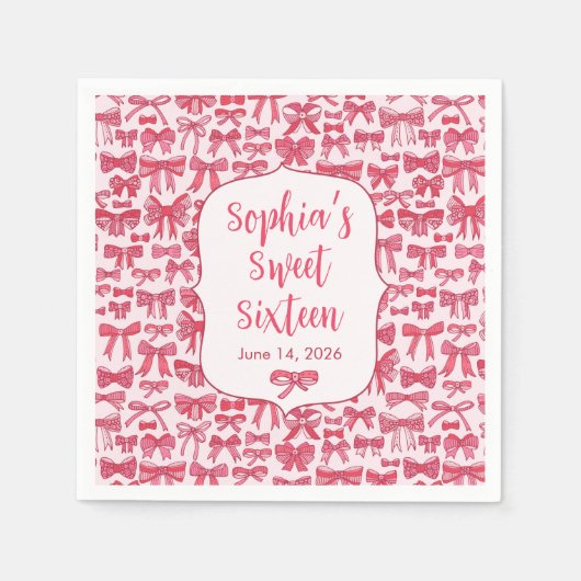 Roze Strikende Lint Sfeer Servetten (Voorkant)