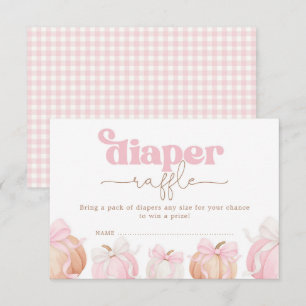 Roze Strikende Pompoen Herfst Baby Shower Luier Ra Informatiekaartje