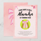 Roze Strikersoftbal Verjaardagsfeestje Kaart (Voorkant / Achterkant)