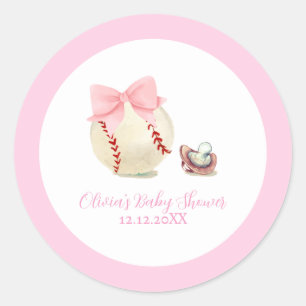 Roze Strikerssieraar Fopspenen Honkbal Sport Meisj Ronde Sticker