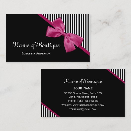 Roze Strikette Boutique Visitekaartje (Voorkant / Achterkant)