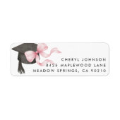 Roze Striking Diploma Hoed Retouradreslabel Etiket (Voorkant)