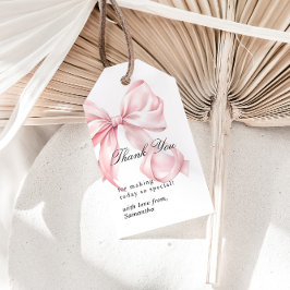 Roze Strikje Bedankt Label Coquette Strikje Favori Cadeaulabel