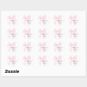 Roze strikje doop ronde sticker