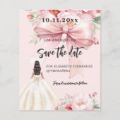 Roze strikje jurk Quinceanera Save the Date Flyer (Voorkant)