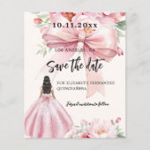 Roze strikje jurk Quinceanera Save the Date Flyer (Voorkant)
