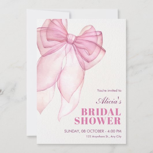 Roze strikje lint vrijgezellenfeest kaart (Voorkant)