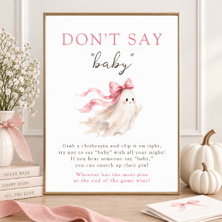 Roze Strikje Little Boo Schattig Spookje Zeg Geen Poster