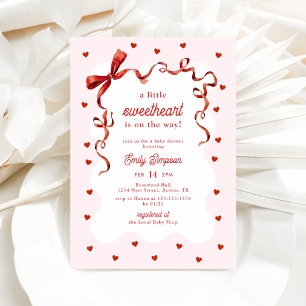 Roze Strikje Little Sweetheart Baby Shower Kaart