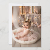 Roze strikje meisjes willen gewoon een 1e verjaard kaart (Achterkant)