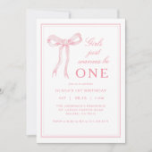 Roze strikje meisjes willen gewoon een 1e verjaard kaart (Voorkant)