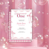 Roze strikje meisjes willen gewoon een 1e verjaard kaart