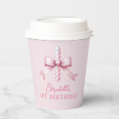 Roze strikje meisjes willen gewoon een 1e verjaard papieren bekers (Voorkant)