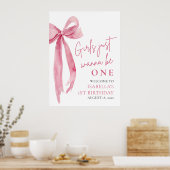 Roze strikje meisjes willen gewoon een 1e verjaard poster (Keuken)