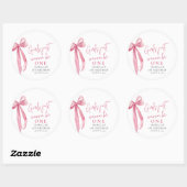 Roze strikje meisjes willen gewoon een 1e verjaard ronde sticker (Vel)