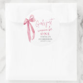 Roze strikje meisjes willen gewoon een 1e verjaard ronde sticker (Tas)