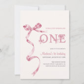 Roze strikje meisjes willen gewoon een verjaardag kaart (Voorkant)